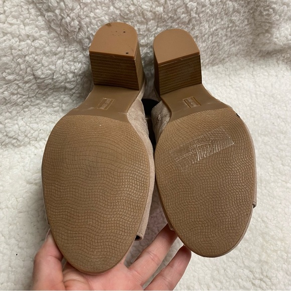 Ruff Hewn Boots Womens 8 M Pia Peep Toe Slingback Zip Bootie Brown Fabric Heels - Picture 8 of 11